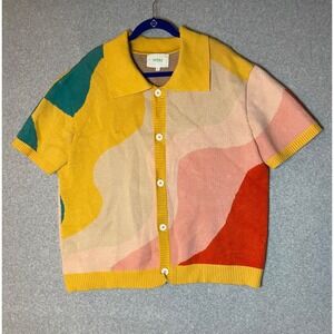 Yitai New Wave Sweater Short Sleeve Button Up Mens XL Knit Cardigan